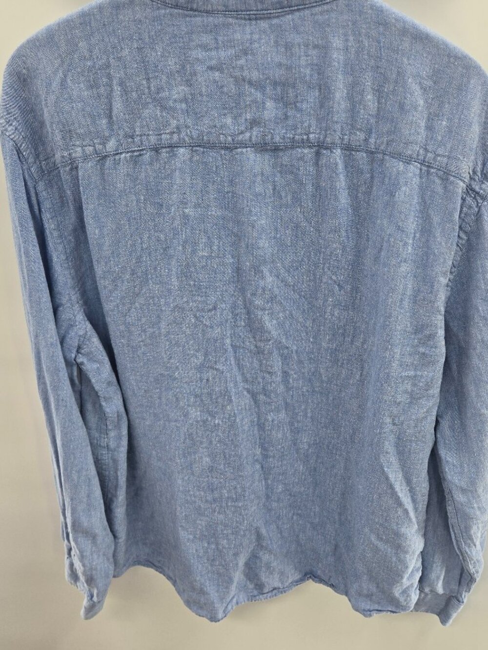 Magashoni Man Blue Linen/Viscose Button Down Long Sleeved Shirt Size XL - Picture 2 of 12